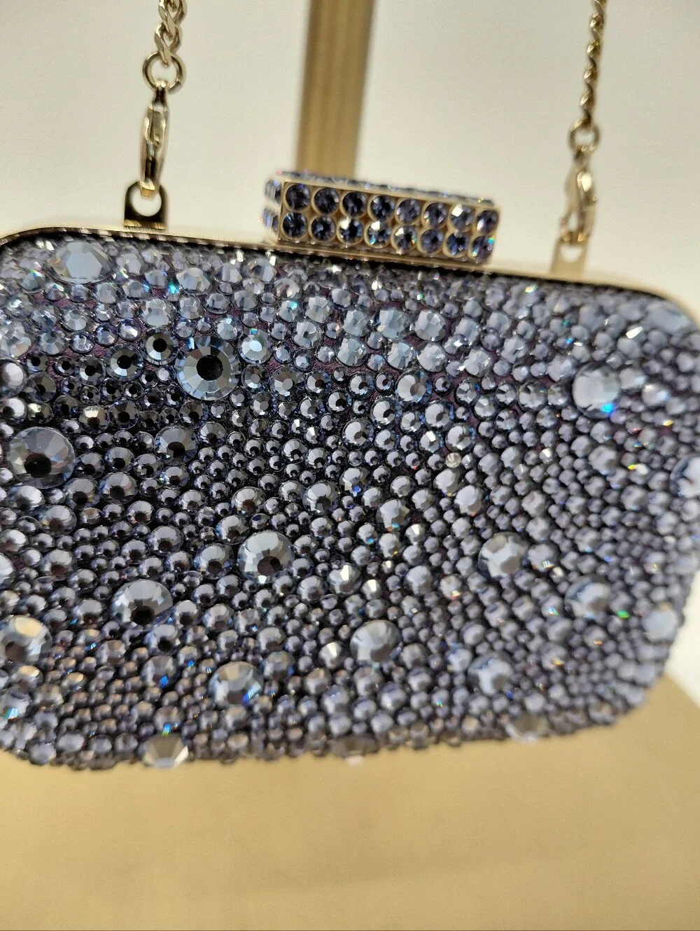 Jimmy Choo Women's Purple Crystal-Embellished Minaudière Clutch Bag